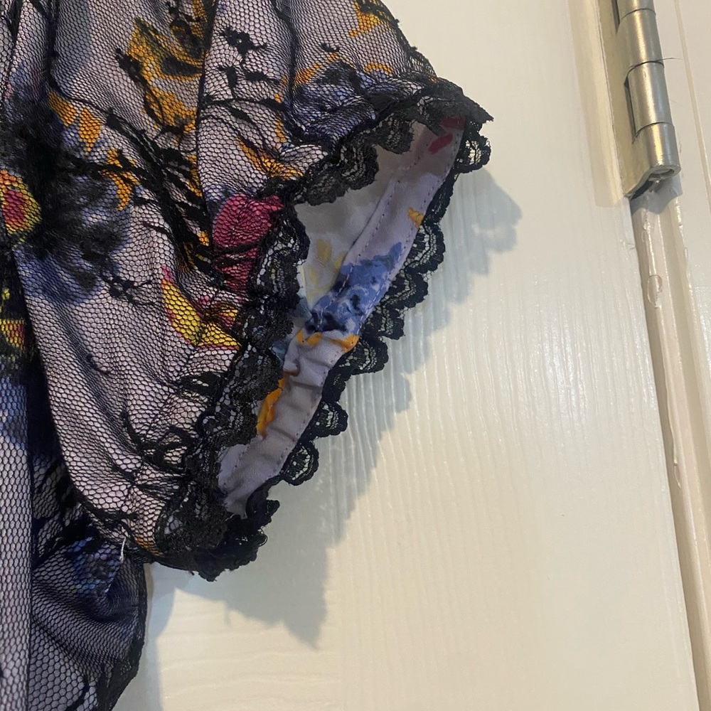 Anna Sui Layered Crepe De Chine And Lace Mini Dress 4 USA - Picture 6 of 10
